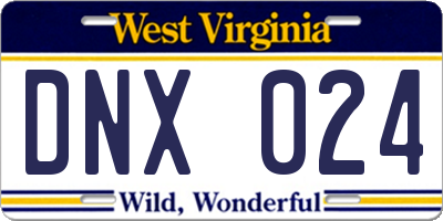 WV license plate DNX024