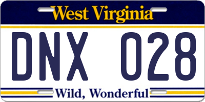 WV license plate DNX028