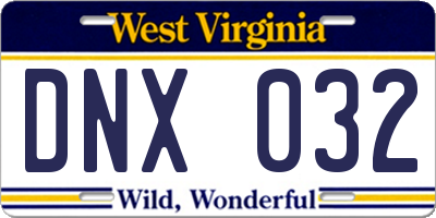 WV license plate DNX032