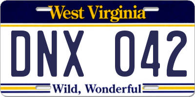 WV license plate DNX042
