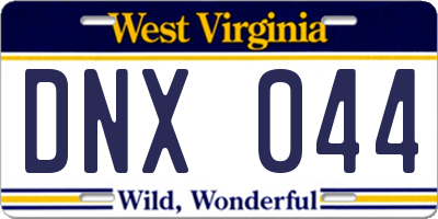WV license plate DNX044