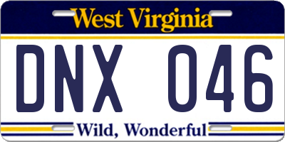 WV license plate DNX046