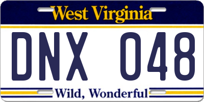 WV license plate DNX048