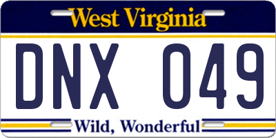 WV license plate DNX049