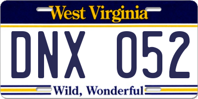 WV license plate DNX052