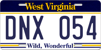 WV license plate DNX054