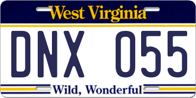 WV license plate DNX055