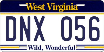 WV license plate DNX056