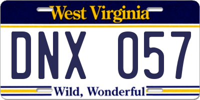 WV license plate DNX057