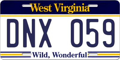 WV license plate DNX059