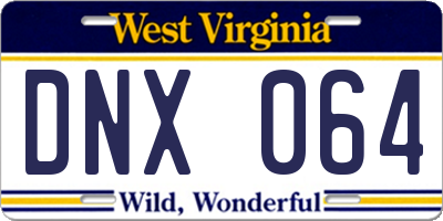 WV license plate DNX064