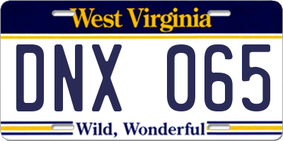 WV license plate DNX065