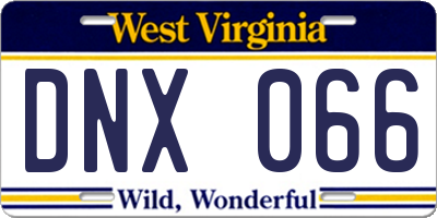 WV license plate DNX066