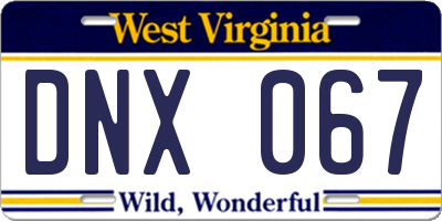 WV license plate DNX067