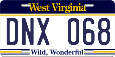 WV license plate DNX068