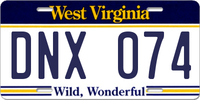 WV license plate DNX074
