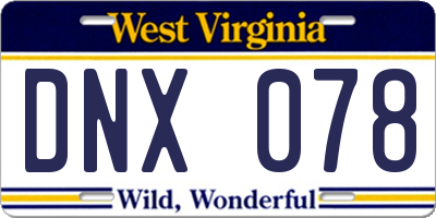 WV license plate DNX078