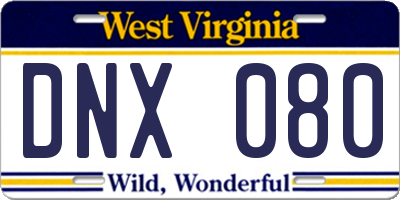 WV license plate DNX080