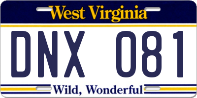 WV license plate DNX081