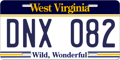 WV license plate DNX082