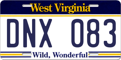 WV license plate DNX083