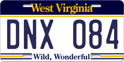 WV license plate DNX084