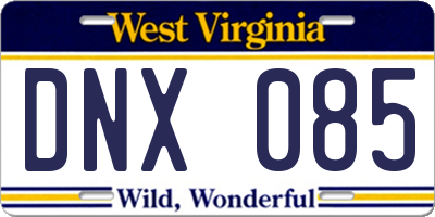 WV license plate DNX085