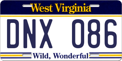 WV license plate DNX086