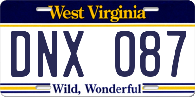 WV license plate DNX087