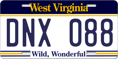 WV license plate DNX088