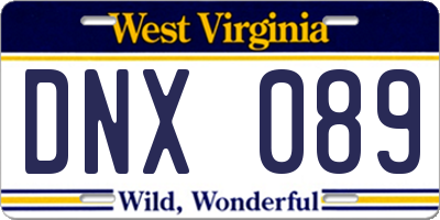 WV license plate DNX089