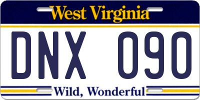 WV license plate DNX090