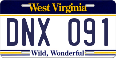WV license plate DNX091