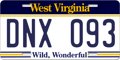 WV license plate DNX093