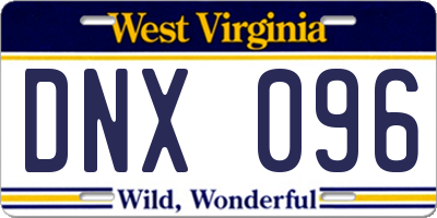 WV license plate DNX096