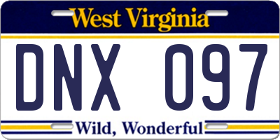 WV license plate DNX097