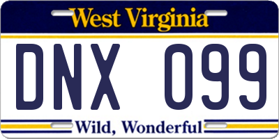 WV license plate DNX099