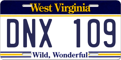 WV license plate DNX109