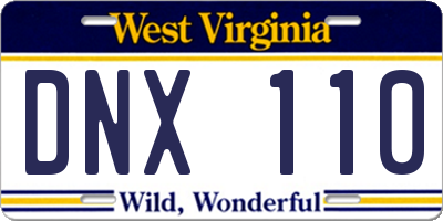 WV license plate DNX110