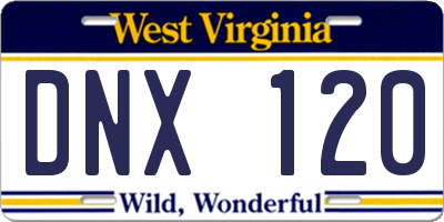 WV license plate DNX120