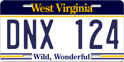 WV license plate DNX124