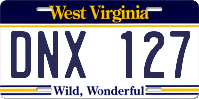 WV license plate DNX127