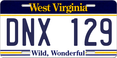 WV license plate DNX129