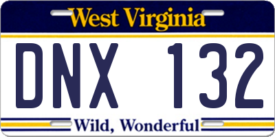 WV license plate DNX132