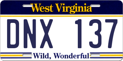 WV license plate DNX137