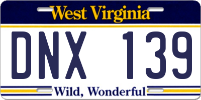 WV license plate DNX139