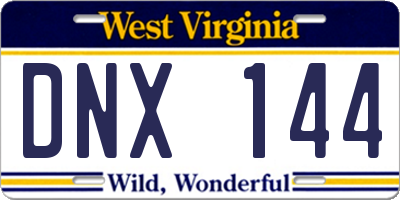 WV license plate DNX144