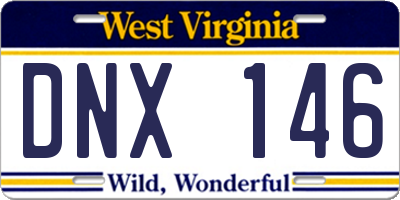 WV license plate DNX146
