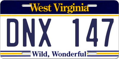 WV license plate DNX147