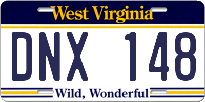 WV license plate DNX148